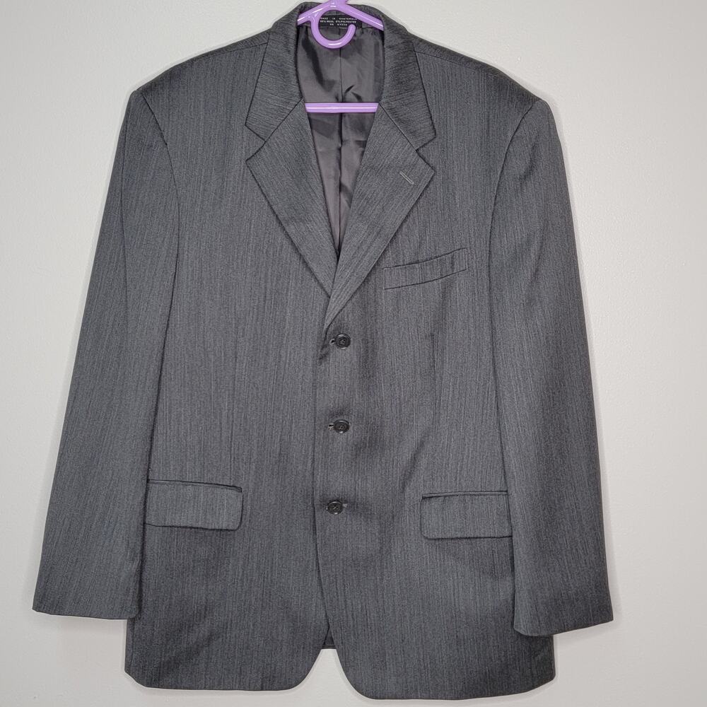 Mens Nipon Gray Blazer Size 44R 100% Wool